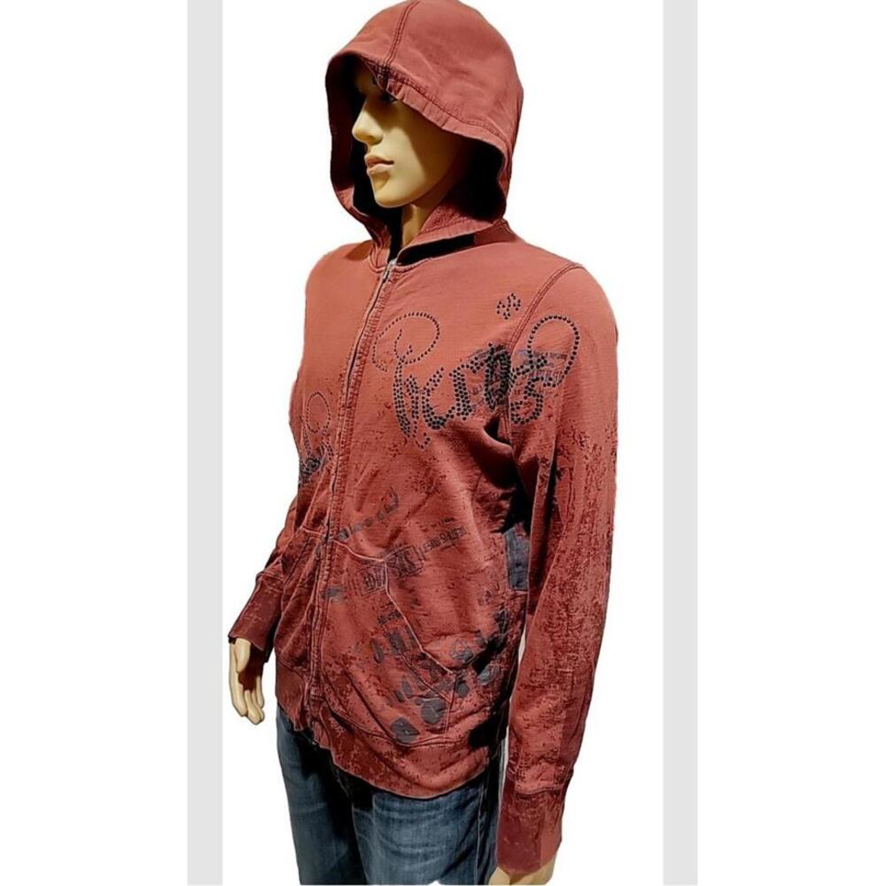 Salvage ~ Full-Zip Y2K Red Graphic Print Rare Vintage Size M Sweater #C